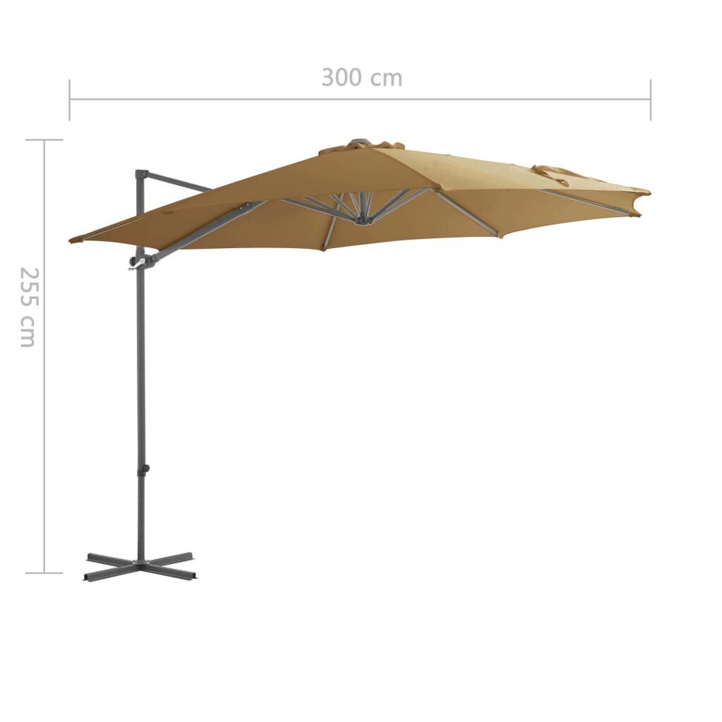 vidaXL Riippuva aurinkovarjo teräspylväällä 300 cm harmaanruskea hinta ja tiedot | Aurinkovarjot ja markiisit | hobbyhall.fi