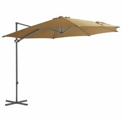 vidaXL Riippuva aurinkovarjo teräspylväällä 300 cm harmaanruskea hinta ja tiedot | Aurinkovarjot ja markiisit | hobbyhall.fi
