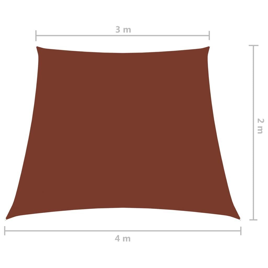 vidaXL Aurinkopurje Oxford-kangas puolisuunnikas 2/4x3 m terrakotta hinta ja tiedot | Aurinkovarjot ja markiisit | hobbyhall.fi