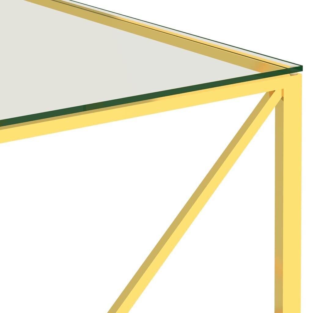 vidaXL Sohvapöytä kulta 55x55x55 cm ruostumaton teräs ja lasi hinta ja tiedot | Sohvapöydät | hobbyhall.fi