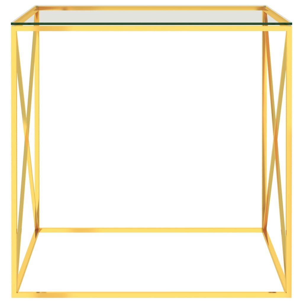 vidaXL Sohvapöytä kulta 55x55x55 cm ruostumaton teräs ja lasi hinta ja tiedot | Sohvapöydät | hobbyhall.fi