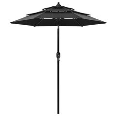 vidaXL 3-tasoinen aurinkovarjo alumiinitanko musta 2 m hinta ja tiedot | Aurinkovarjot ja markiisit | hobbyhall.fi