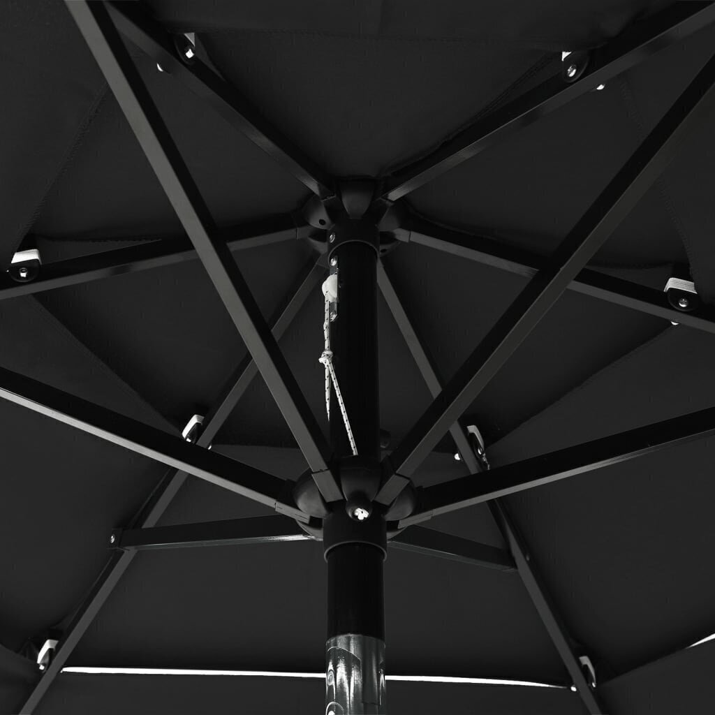 vidaXL 3-tasoinen aurinkovarjo alumiinitanko musta 2 m hinta ja tiedot | Aurinkovarjot ja markiisit | hobbyhall.fi