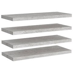 vidaXL Kelluvat seinähyllyt 4 kpl betoninharmaa 80x23,5x3,8 cm MDF hinta ja tiedot | Hyllyt | hobbyhall.fi