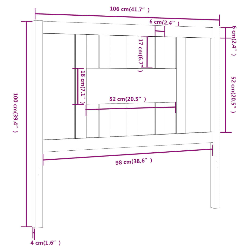 vidaXL Sängynpääty harmaa 106x4x100 cm täysi mänty hinta ja tiedot | Sängyt | hobbyhall.fi