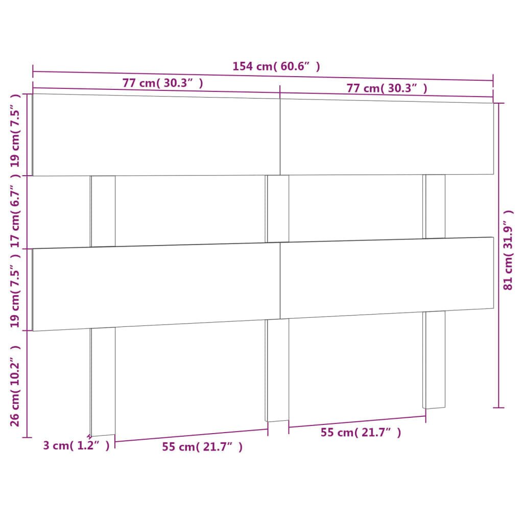 vidaXL Sängynpääty hunajanruskea 154x3x81 cm täysi mänty hinta ja tiedot | Sängyt | hobbyhall.fi