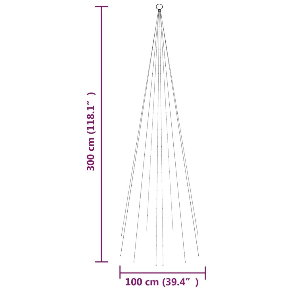 vidaXL Joulukuusi lipputankoon 310 sinistä LED-valoa 300 cm hinta ja tiedot | Jouluvalot | hobbyhall.fi