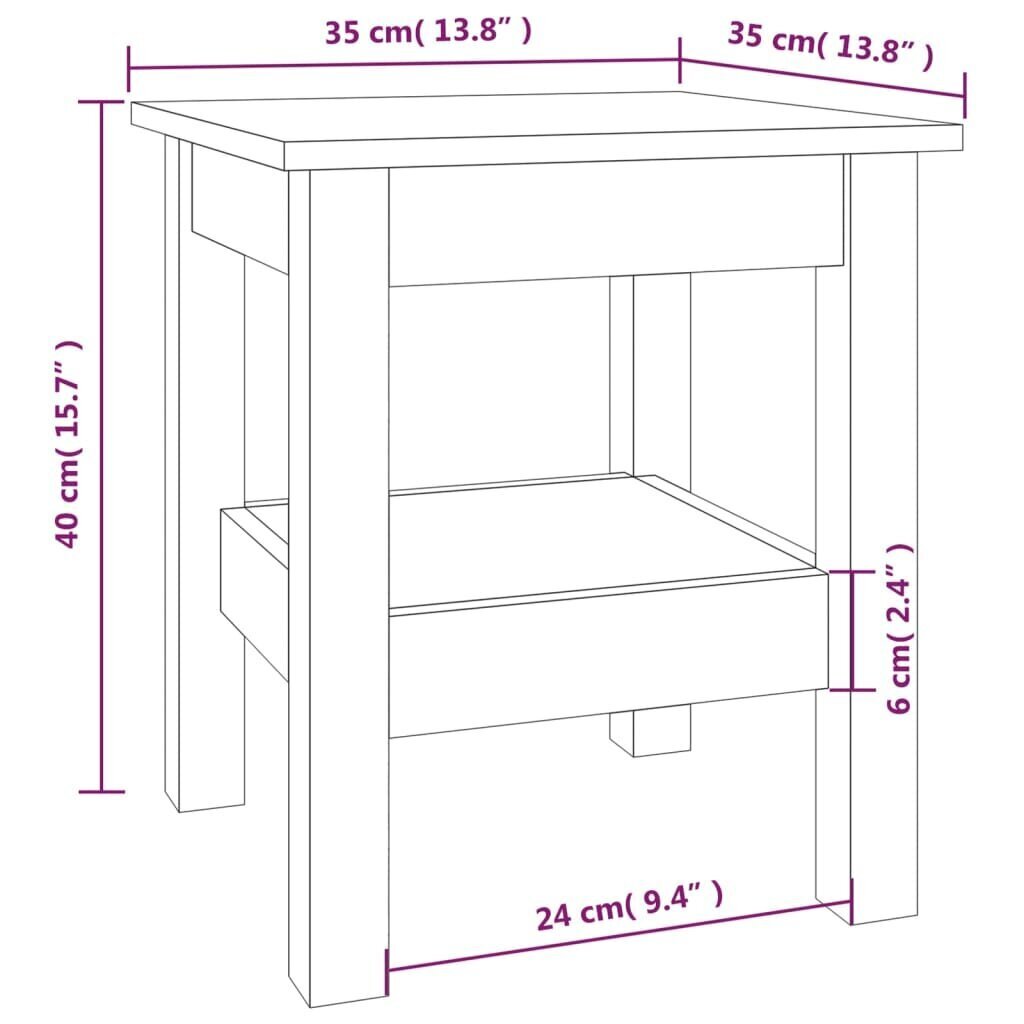 vidaXL Sohvapöytä harmaa 35x35x40 cm täysi mänty hinta ja tiedot | Sohvapöydät | hobbyhall.fi