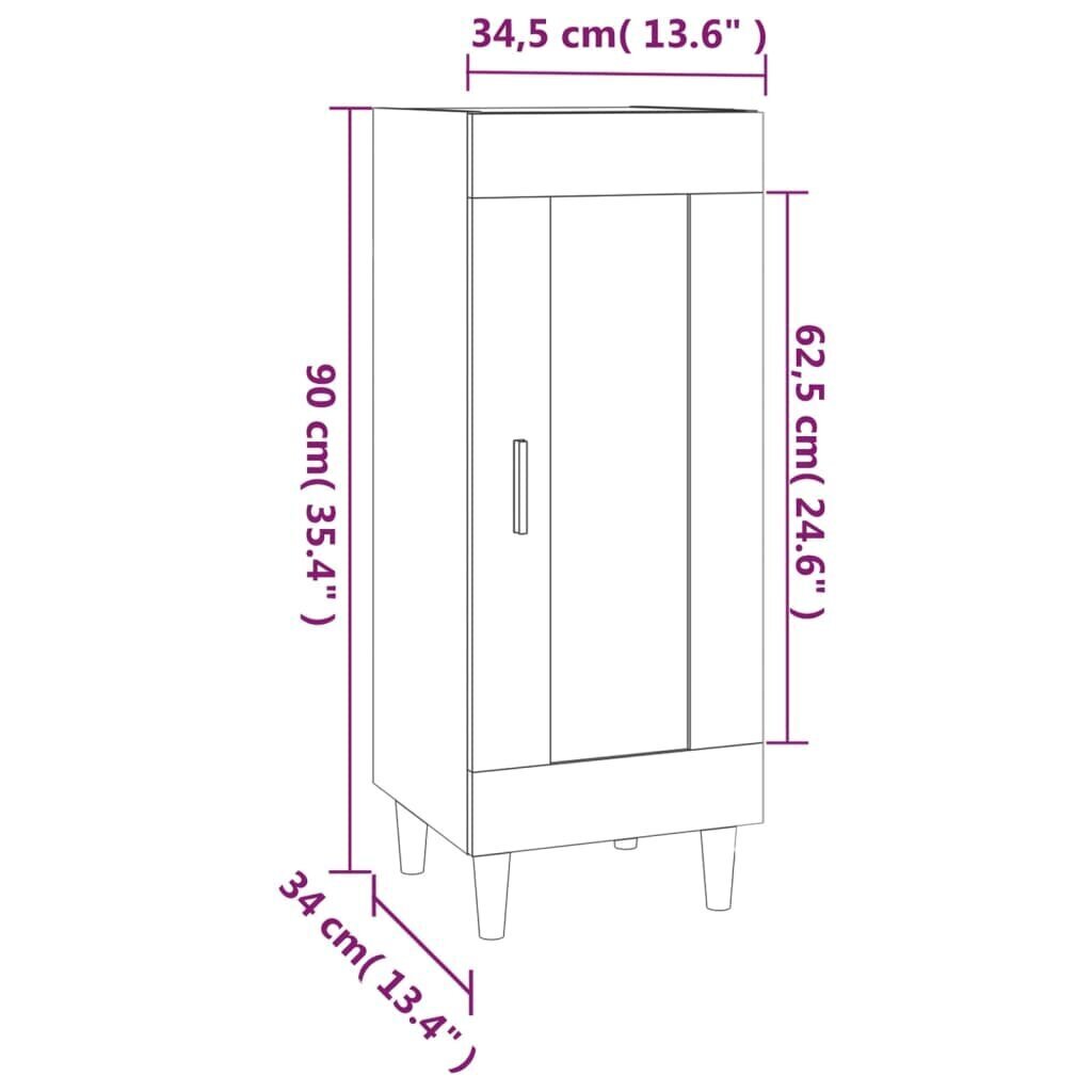 vidaXL Senkki korkeakiilto valkoinen 34,5x34x90 cm tekninen puu hinta ja tiedot | Olohuoneen kaapit ja lipastot | hobbyhall.fi