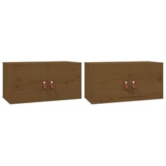 vidaXL Seinäkaapit 2 kpl hunajanruskea 60x30x30 cm täysi mänty hinta ja tiedot | Olohuoneen kaapit ja lipastot | hobbyhall.fi