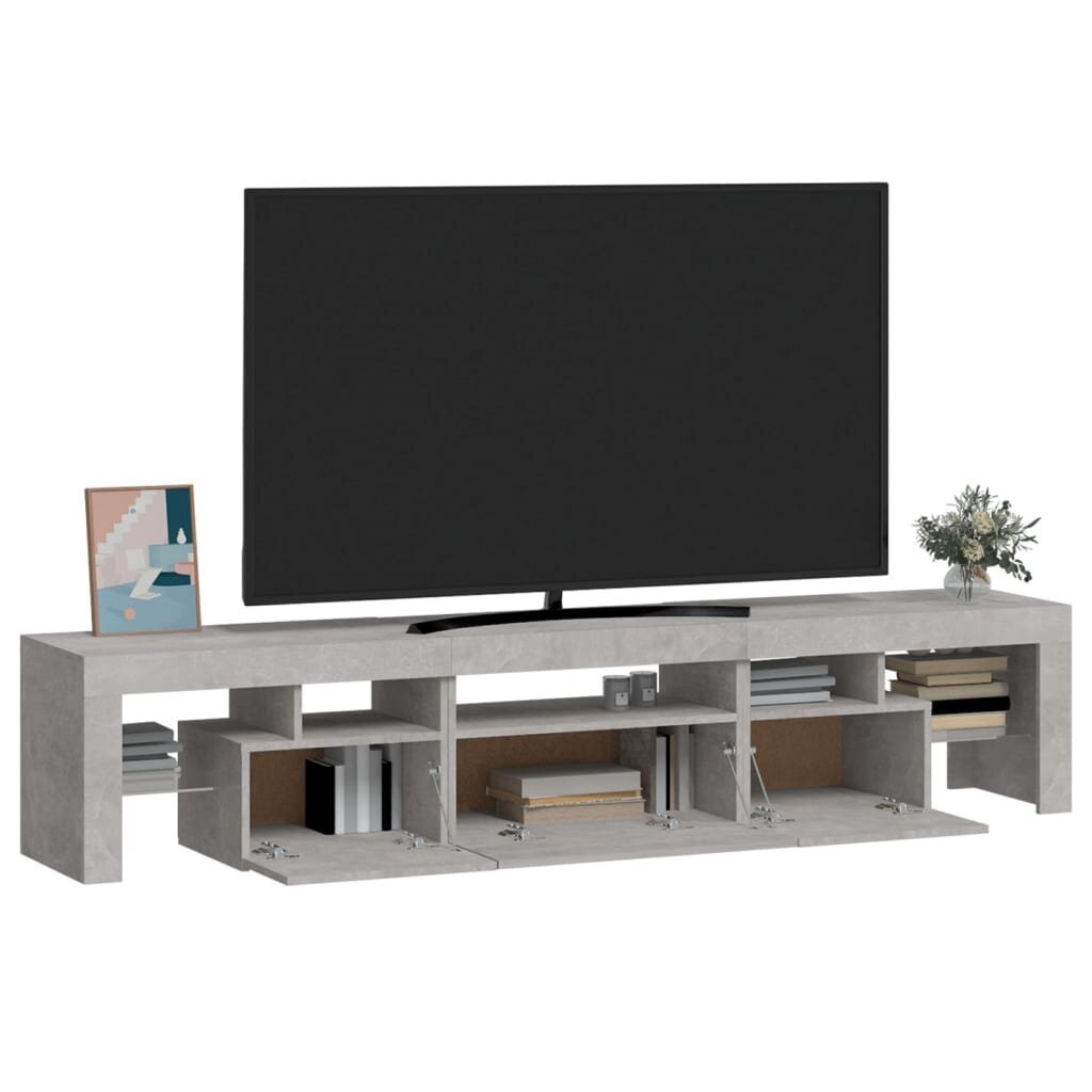 vidaXL TV-taso LED-valoilla betoninharmaa 200x36,5x40 cm hinta ja tiedot | TV-tasot | hobbyhall.fi