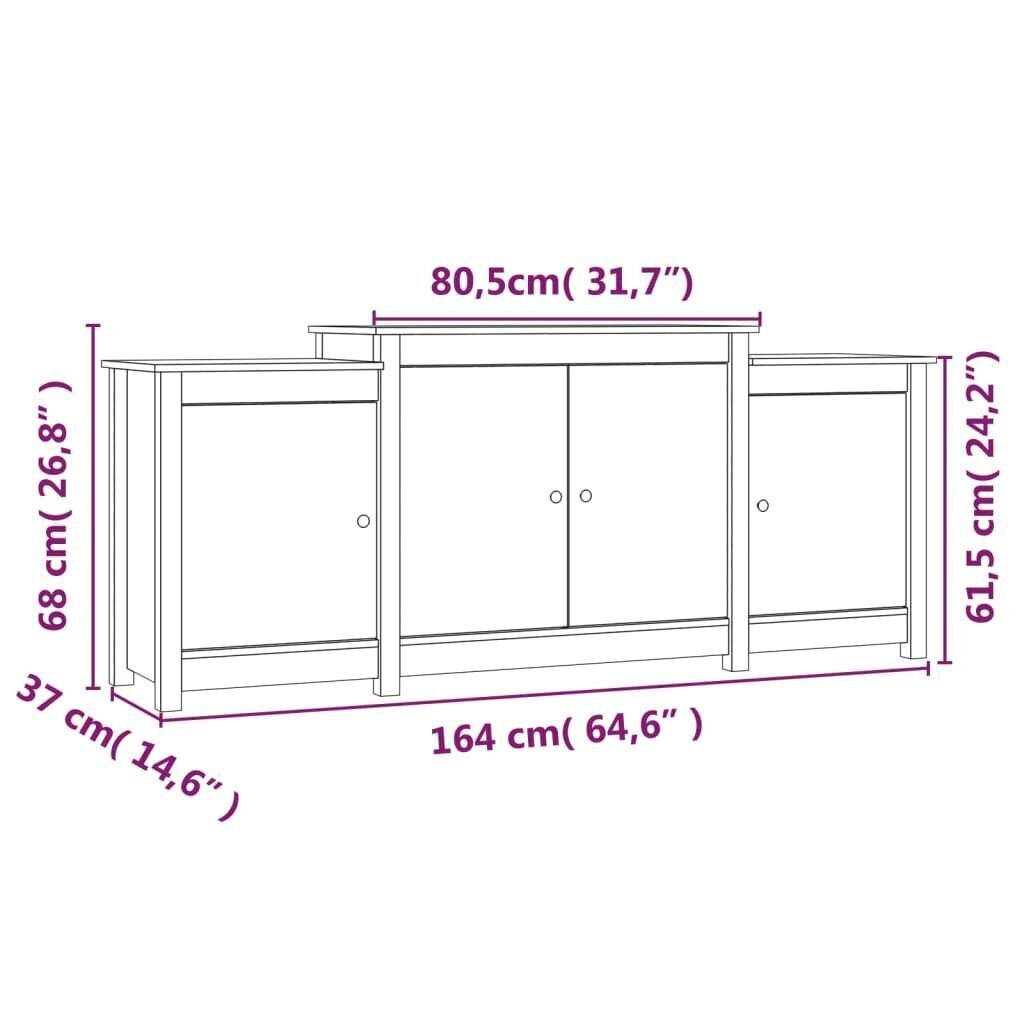 vidaXL Senkki hunajanruskea 164x37x68 cm täysi mänty hinta ja tiedot | Olohuoneen kaapit ja lipastot | hobbyhall.fi