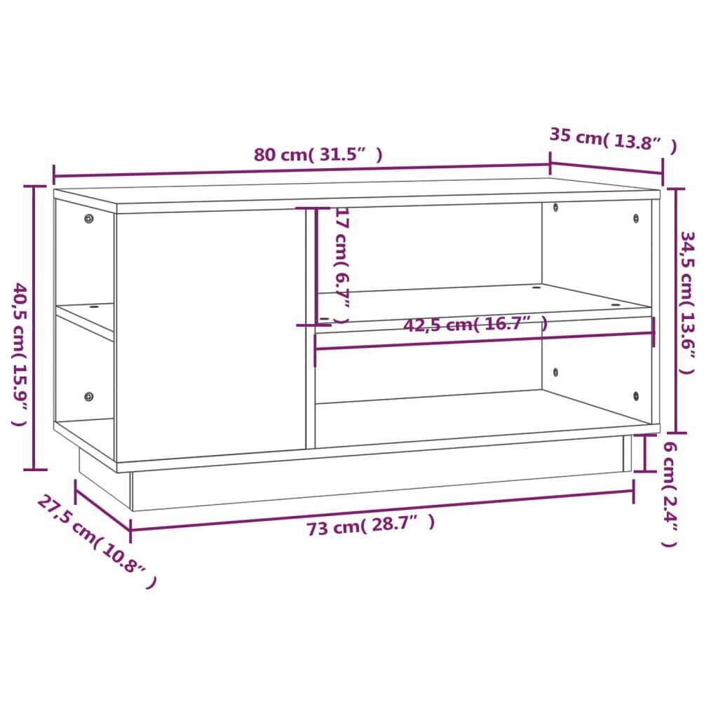 vidaXL TV-taso musta 80x35x40,5 cm täysi mänty hinta ja tiedot | TV-tasot | hobbyhall.fi