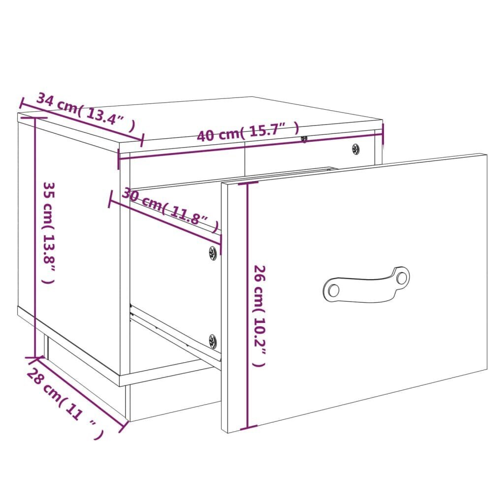 vidaXL Yöpöydät 2 kpl valkoinen 40x34x35 cm täysi mänty hinta ja tiedot | Yöpöydät | hobbyhall.fi