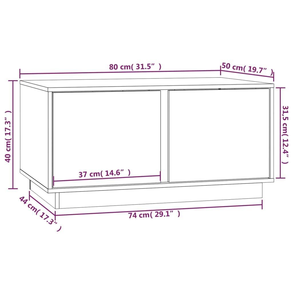 vidaXL Sohvapöytä valkoinen 80x50x40 cm täysi mänty hinta ja tiedot | Sohvapöydät | hobbyhall.fi