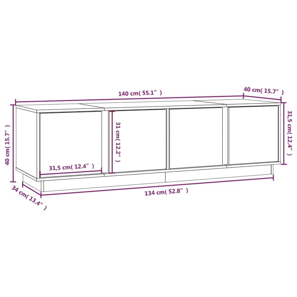 vidaXL TV-taso harmaa 140x40x40 cm täysi mänty hinta ja tiedot | TV-tasot | hobbyhall.fi