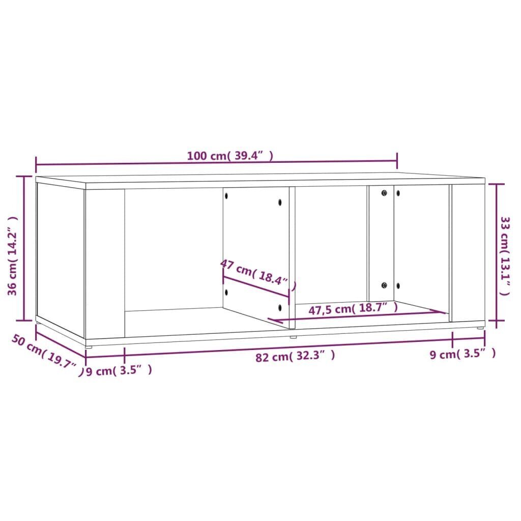 vidaXL Sohvapöytä korkeakiilto valkoinen 100x50x36 cm tekninen puu hinta ja tiedot | Sohvapöydät | hobbyhall.fi