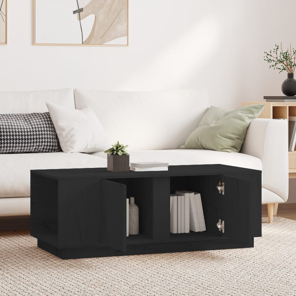 vidaXL Sohvapöytä musta 110x50x40 cm täysi mänty hinta ja tiedot | Sohvapöydät | hobbyhall.fi