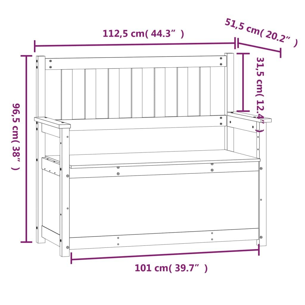 vidaXL Penkki harmaa 112,5x51,5x96,5 cm täysi mänty hinta ja tiedot | Kenkäkaapit ja -hyllyt | hobbyhall.fi