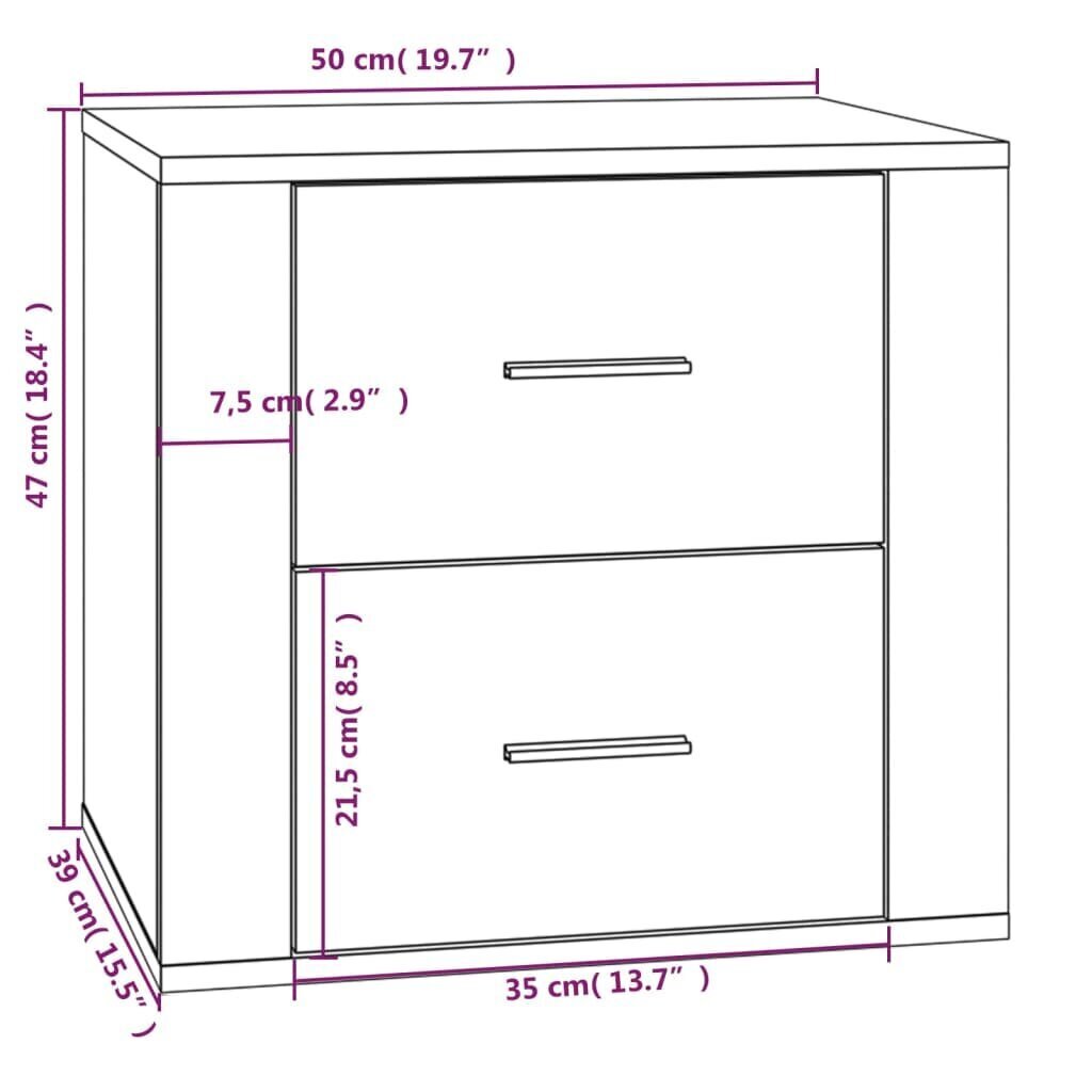 vidaXL Yöpöytä ruskeatammi 50x39x47 cm hinta ja tiedot | Yöpöydät | hobbyhall.fi