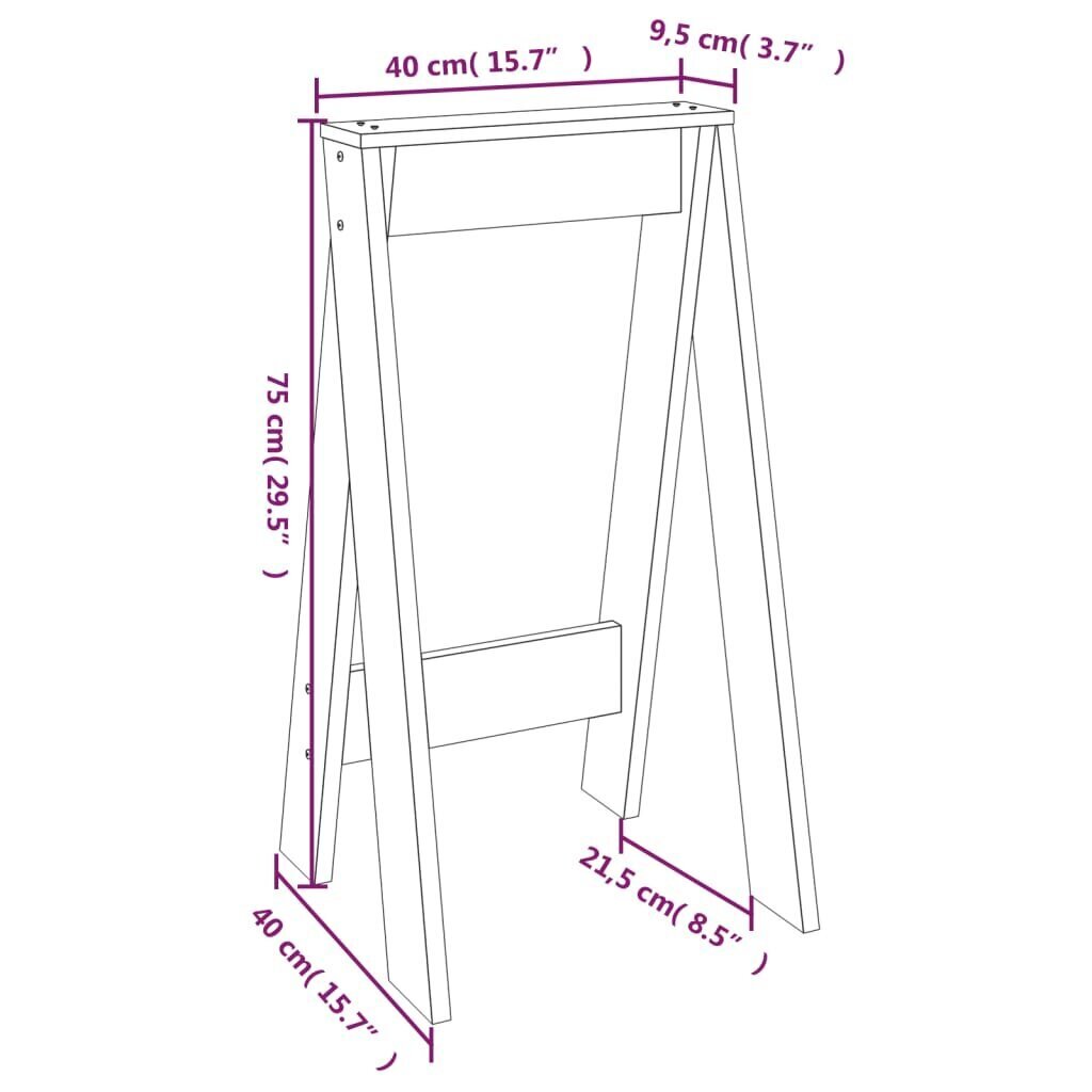 vidaXL Jakkarat 2 kpl musta 40x40x75 cm täysi mänty hinta ja tiedot | Ruokapöydän tuolit | hobbyhall.fi