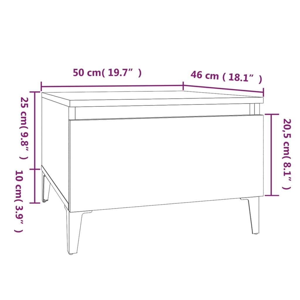 vidaXL Sivupöytä valkoinen 50x46x35 cm tekninen puu hinta ja tiedot | Sohvapöydät | hobbyhall.fi