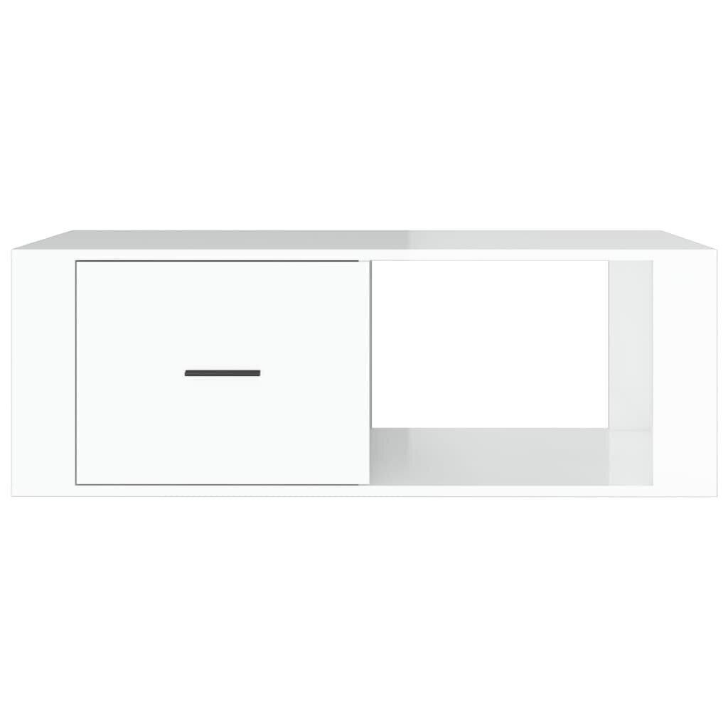 vidaXL Sohvapöytä korkeakiilto valkoinen 100x50,5x35 cm tekninen puu hinta ja tiedot | Sohvapöydät | hobbyhall.fi