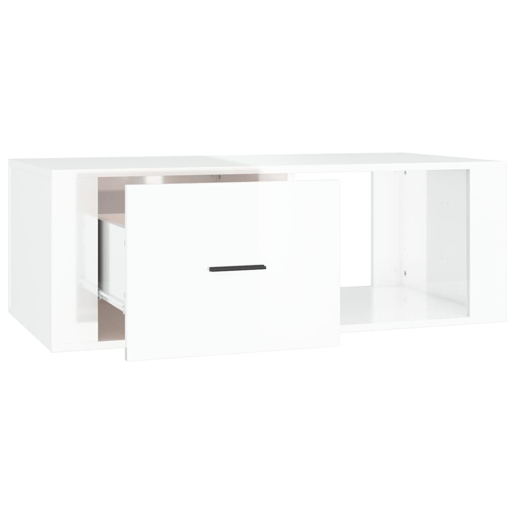 vidaXL Sohvapöytä korkeakiilto valkoinen 100x50,5x35 cm tekninen puu hinta ja tiedot | Sohvapöydät | hobbyhall.fi