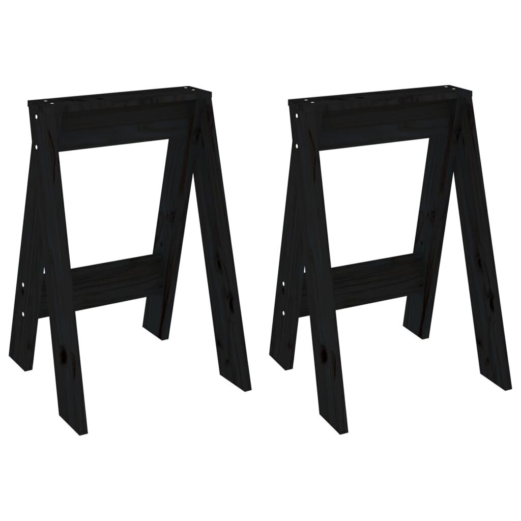 vidaXL Jakkarat 2 kpl musta 40x40x60 cm täysi mänty hinta ja tiedot | Ruokapöydän tuolit | hobbyhall.fi