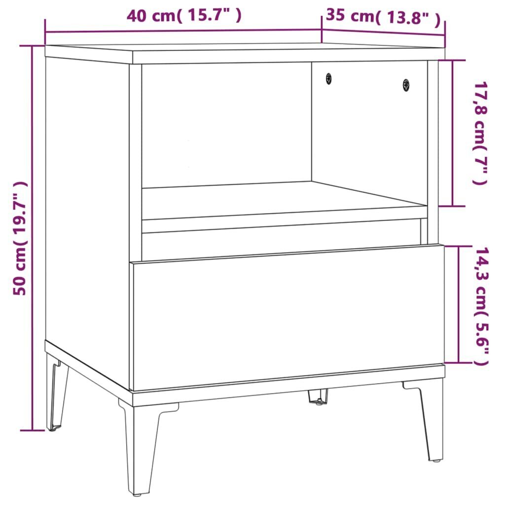 vidaXL Yöpöytä Sonoma-tammi 40x35x50 cm hinta ja tiedot | Yöpöydät | hobbyhall.fi