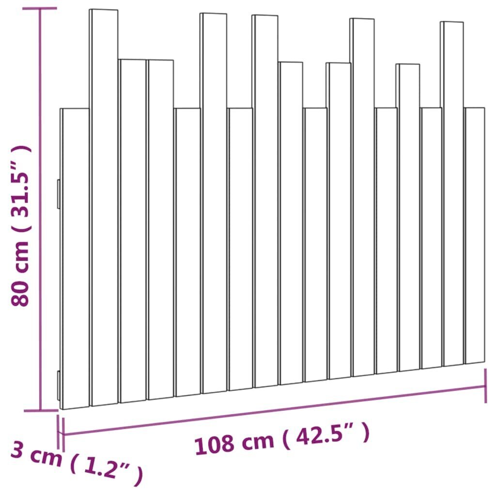 vidaXL Sängynpääty seinälle hunajanruskea 108x3x80 cm täysi mänty hinta ja tiedot | Sängyt | hobbyhall.fi