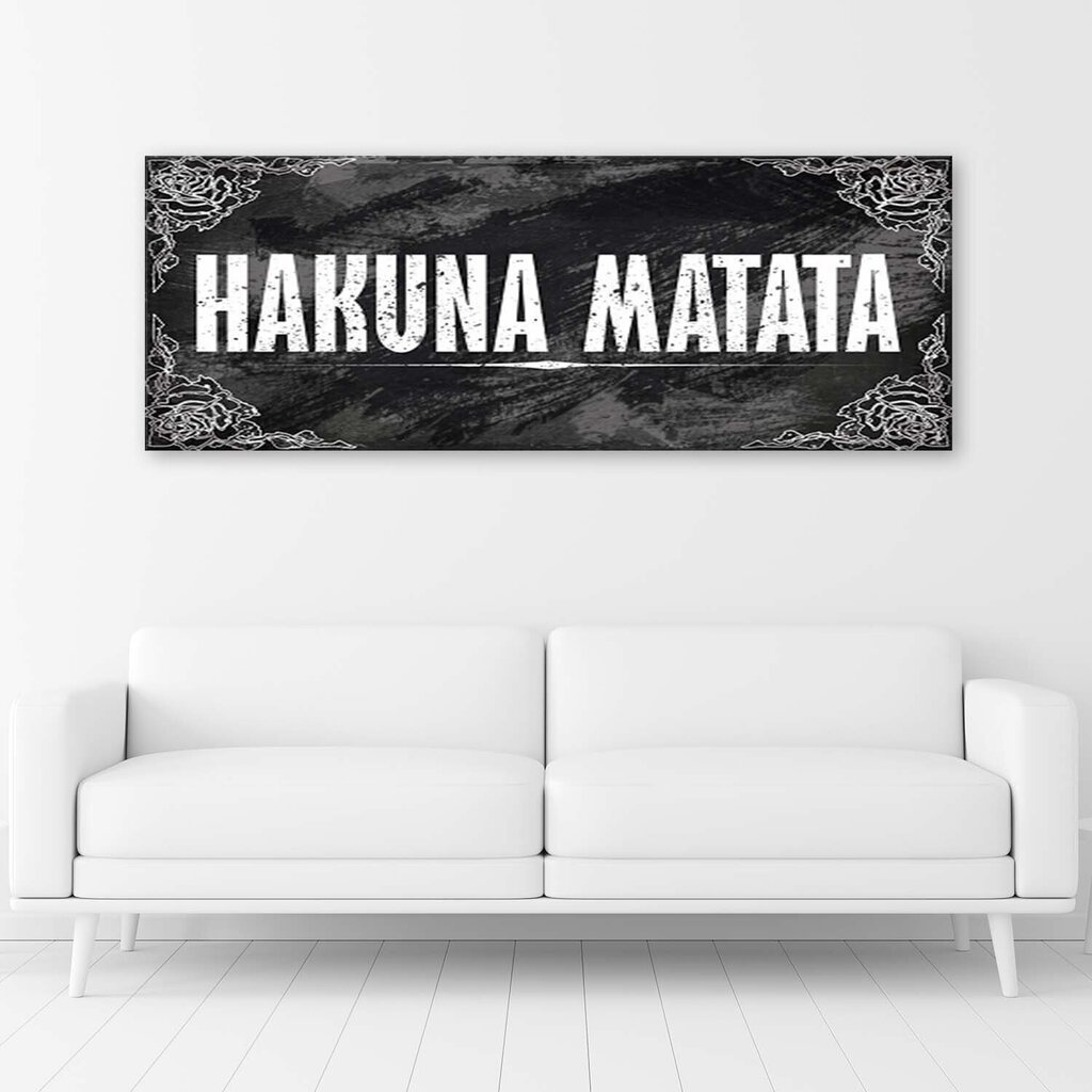 Canvas Print, leijonakuningas Hakuna Matata -kirjoitus /90x30 hinta ja tiedot | Taulut | hobbyhall.fi