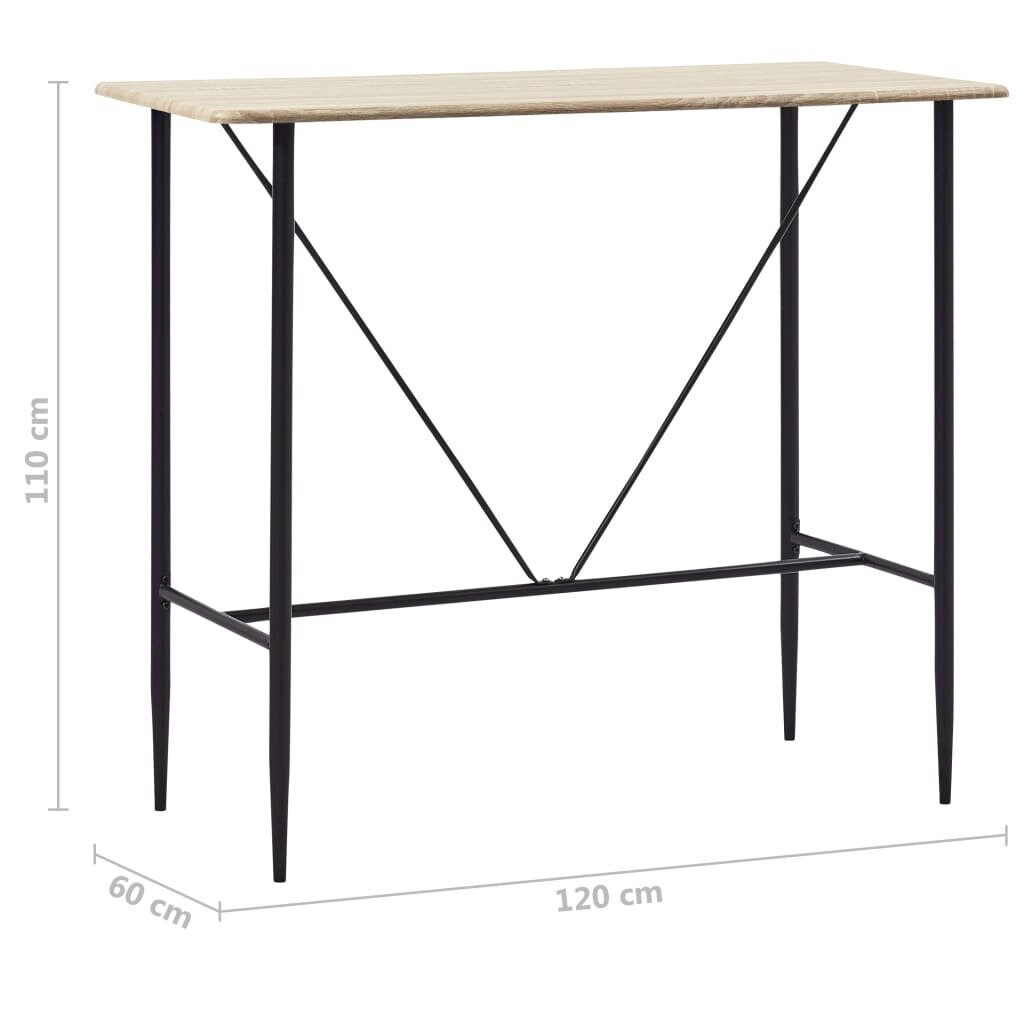 vidaXL Baaripöytä tammi 120x60x110 cm MDF hinta ja tiedot | Ruokapöydät | hobbyhall.fi