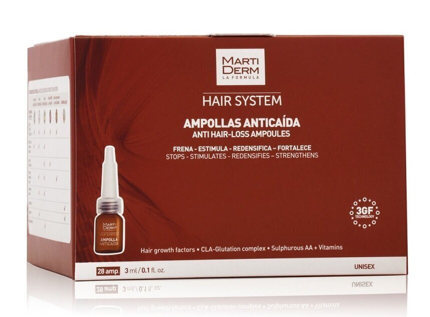 Martiderm Hair System ampullit hiustenlähtöä vastaan, 28 kpl hinta ja tiedot | Hiusnaamiot, öljyt ja seerumit | hobbyhall.fi