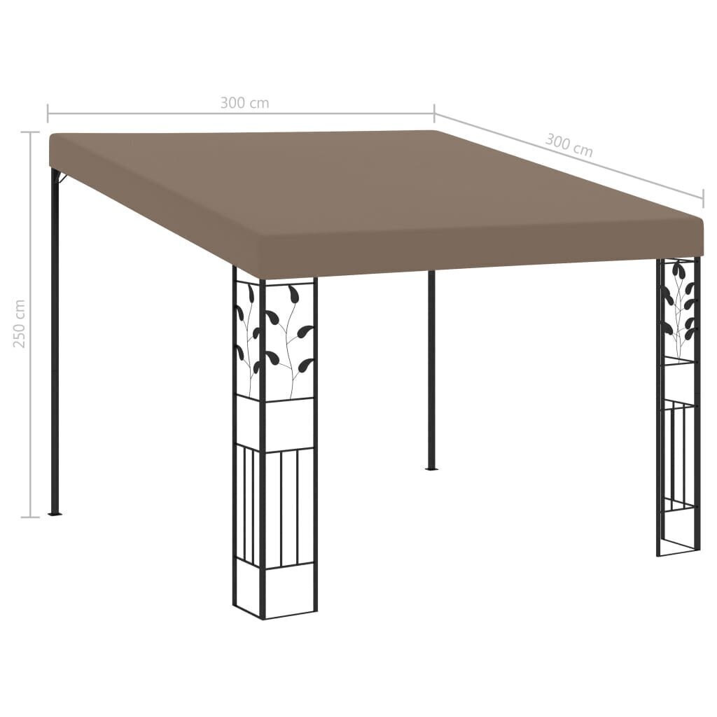 vidaXL Seinään kiinnitettävä huvimaja 3x3x2,5 m harmaanruskea hinta ja tiedot | Puutarhapaviljongit | hobbyhall.fi