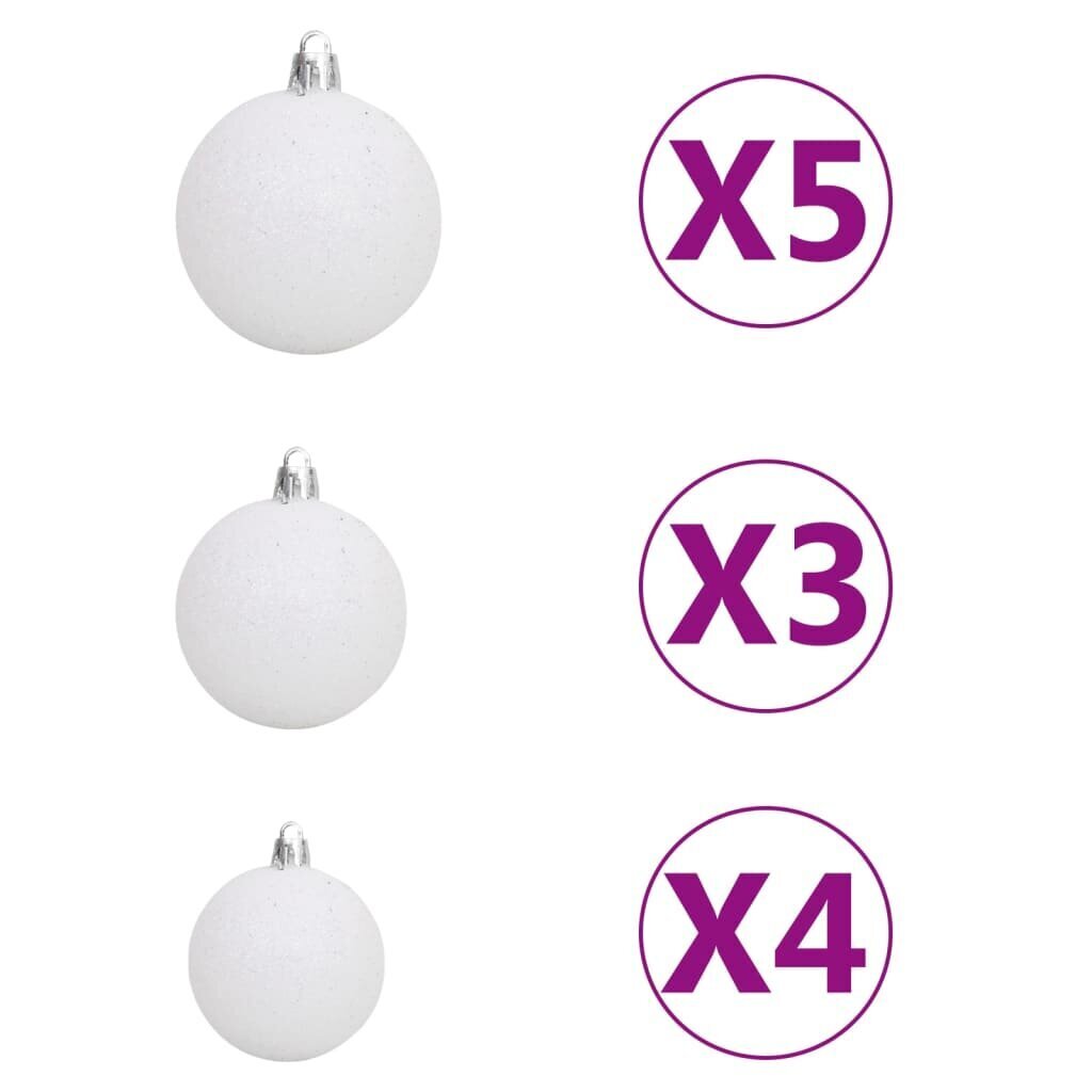vidaXL Tekojoulukuusi palloilla esivalaistu valkoinen 150 cm PVC hinta ja tiedot | Joulukuuset ja kranssit | hobbyhall.fi