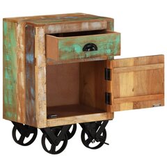 vidaXL Yöpöytä pyörillä 40x30x57 cm kierrätetty täyspuu hinta ja tiedot | Yöpöydät | hobbyhall.fi