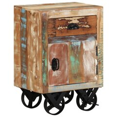 vidaXL Yöpöytä pyörillä 40x30x57 cm kierrätetty täyspuu hinta ja tiedot | Yöpöydät | hobbyhall.fi