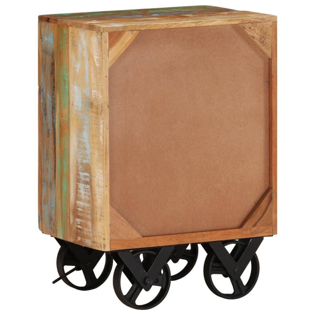 vidaXL Yöpöytä pyörillä 40x30x57 cm kierrätetty täyspuu hinta ja tiedot | Yöpöydät | hobbyhall.fi