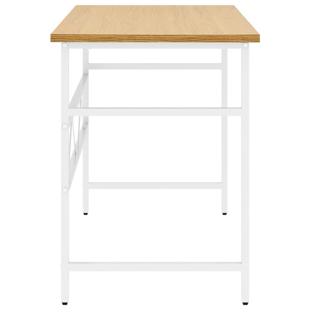 vidaXL Tietokonepöytä valk. ja vaalea tammi 105x55x72 cm MDF/metalli hinta ja tiedot | Tietokonepöydät ja työpöydät | hobbyhall.fi
