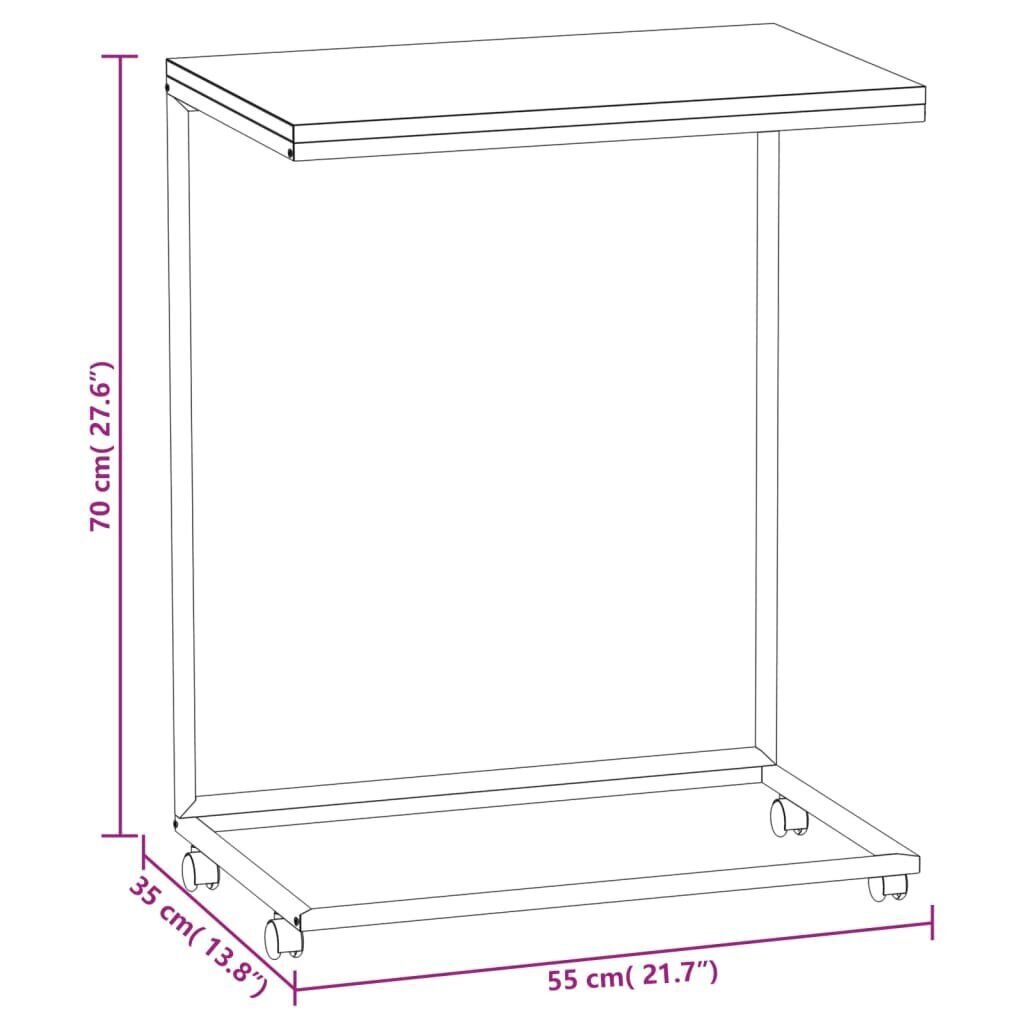 vidaXL Sivupöytä pyörillä musta 55x35x70 cm tekninen puu hinta ja tiedot | Sohvapöydät | hobbyhall.fi