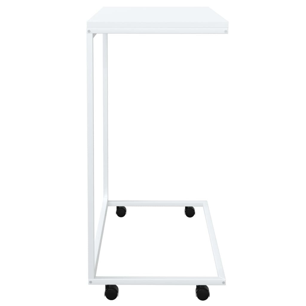 vidaXL Sivupöytä pyörillä valkoinen 55x35x70 cm tekninen puu hinta ja tiedot | Sohvapöydät | hobbyhall.fi