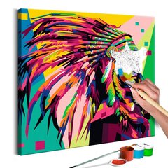 DIY kangas maalaus - Native American (Plume) 40x40 hinta ja tiedot | Maalaa numeroiden mukaan | hobbyhall.fi