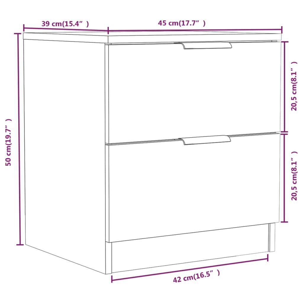 vidaXL Yöpöytä savutammi tekninen puu hinta ja tiedot | Yöpöydät | hobbyhall.fi