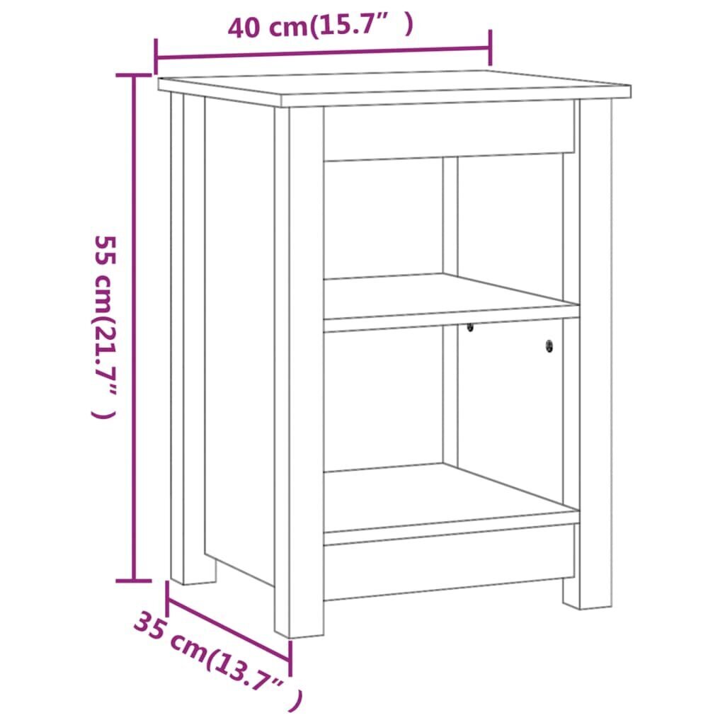 vidaXL Yöpöydät 2 kpl musta 40x35x55 cm täysi mänty hinta ja tiedot | Yöpöydät | hobbyhall.fi