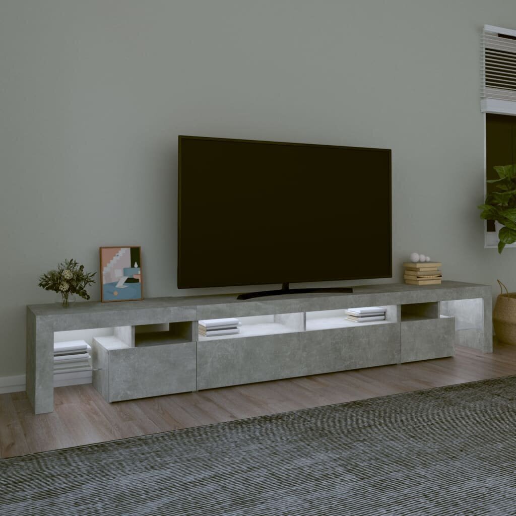 vidaXL TV-taso LED-valoilla betoninharmaa 260x36,5x40 cm hinta ja tiedot | TV-tasot | hobbyhall.fi