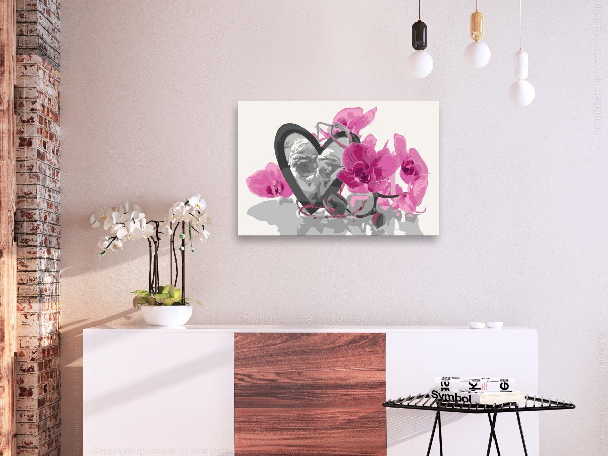 DIY kangas maalaus - Angels (Heart & Pink Orchid) 60x40 hinta ja tiedot | Maalaa numeroiden mukaan | hobbyhall.fi