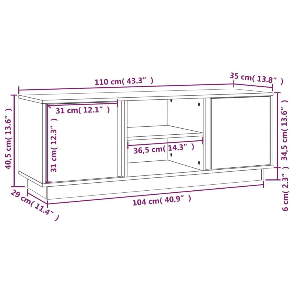 vidaXL TV-taso valkoinen 110x35x40,5 cm täysi mänty hinta ja tiedot | TV-tasot | hobbyhall.fi