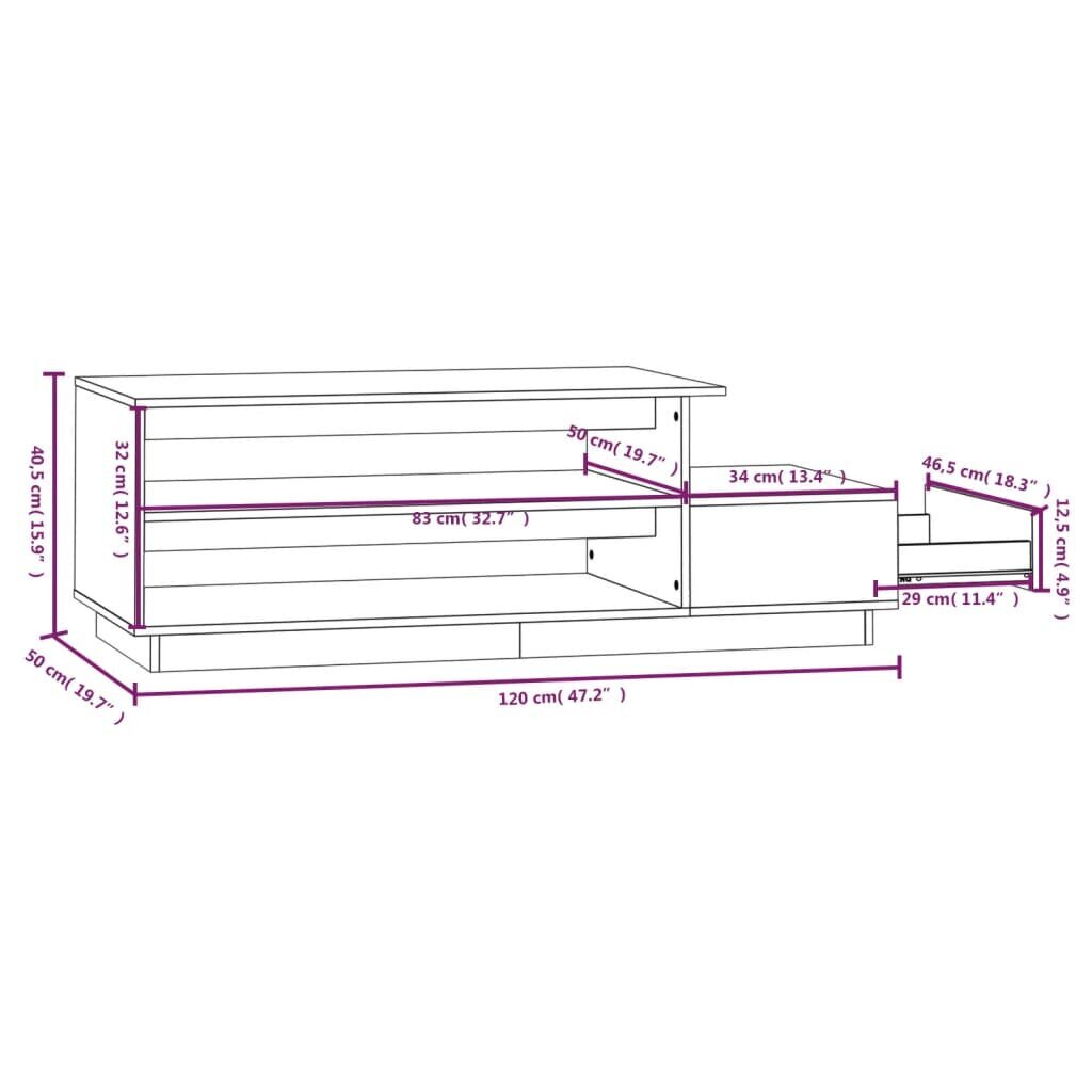 vidaXL Sohvapöytä hunajanruskea 120x50x40,5 cm täysi mänty hinta ja tiedot | Sohvapöydät | hobbyhall.fi