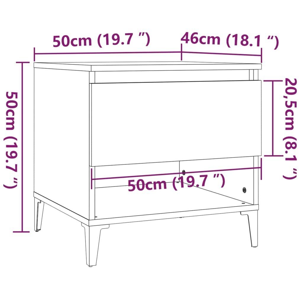 vidaXL Sivupöytä harmaa Sonoma 50x46x50 cm tekninen puu hinta ja tiedot | Sohvapöydät | hobbyhall.fi